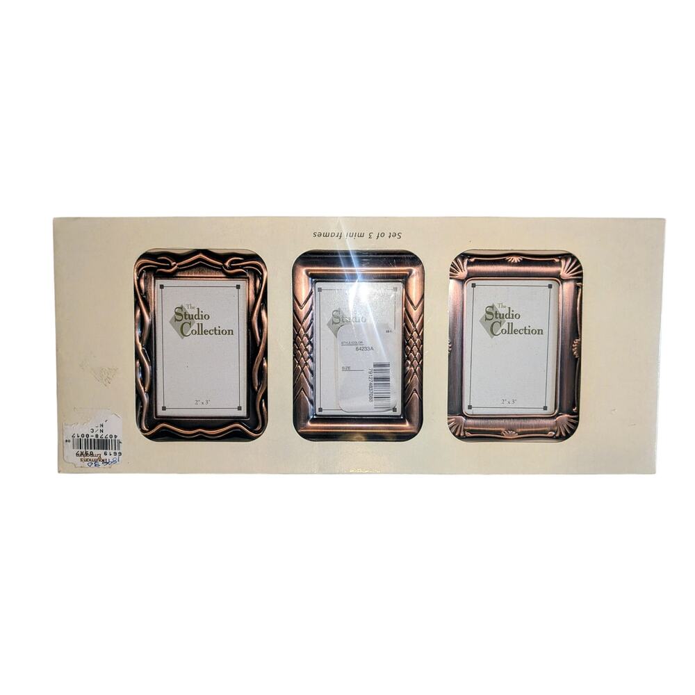 Vintage NWT Deadstock Trio of Mini Copper Picture Frames 2 X 3 inches NIB